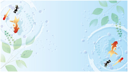 夏　金魚　水面　背景
