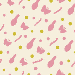 Abstract summer  seamless pattern. Simple butterfly shape