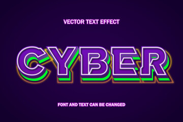 cyber purple green robot eva style typography 3d editable text effect font style template design