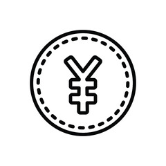Black line icon for yen