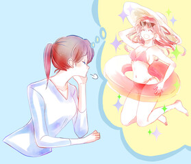 理想の女性を思い浮かべる女性