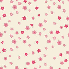 Abstract botanical seamless pattern. Simple flower shape