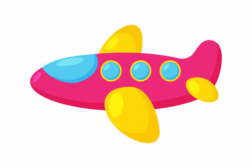 Toy airplane icon in cartoon style isolated on white background