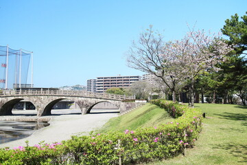 青空と石橋記念公園の風景