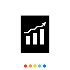 Document Glyph icon of Business Information or Data with Graph Bar Symbol, Vector and Illustration.