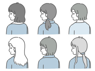 Fototapeta premium 若い女性の斜め後ろ向き上半身セット（私服）