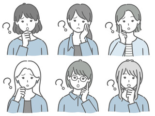 疑問に思う若い女性の上半身セット（私服）