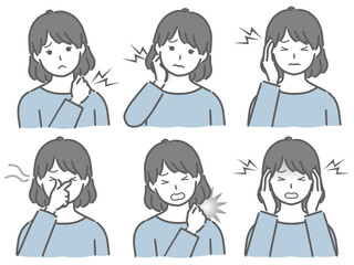 色々な部分が痛む私服の若い女性