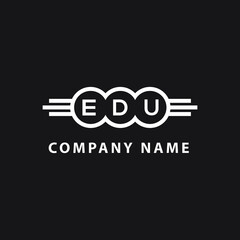 EDU letter logo design on black background. EDU  creative circle letter logo concept. EDU letter design.