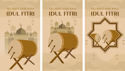post design congratulations Eid al-Fitr. mosque illustration design Islamic ornament design.