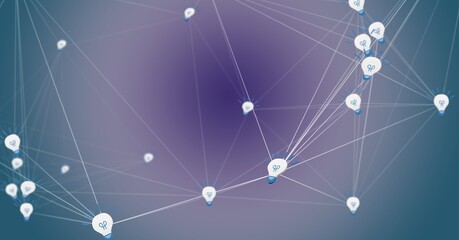 Network of connections against blue and purple gradient background