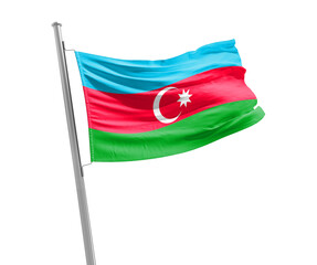 Fototapeta na wymiar Azerbaijan national flag cloth fabric waving on the sky - Image