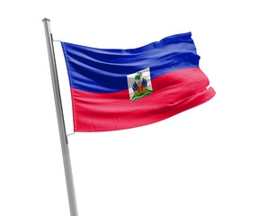 Haiti national flag cloth fabric waving on the sky - Image