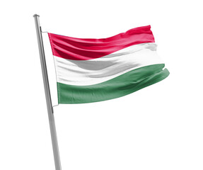 Fototapeta na wymiar Hungary national flag cloth fabric waving on the sky - Image