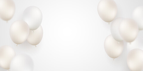 White elegant design 3d balloons for celebration party vector illustration.