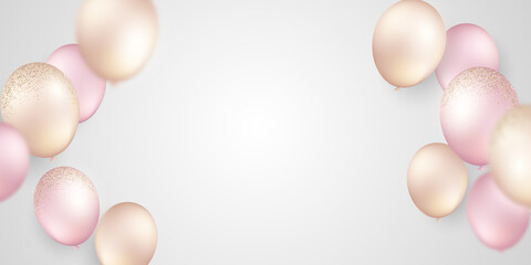Obraz na płótnie Canvas 3D balloon design elegant pink for celebration party vector illustration