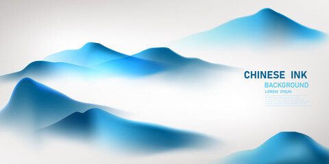 modern design vector illustration of a gorgeous chinese ink landscape painting