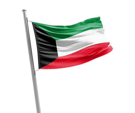 Kuwaitnational flag cloth fabric waving on the sky - Image
