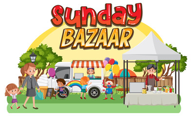 Flea market concept with sunday bazaar