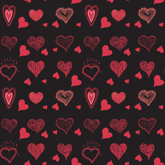 Seamless doodle heart pattern