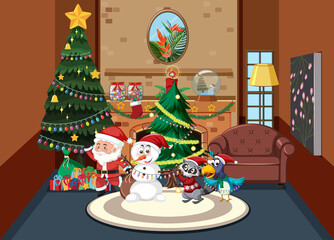 Obraz na płótnie Canvas Christmas theme with Santa and snowman