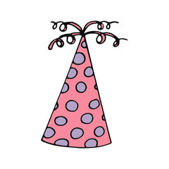 party hat with circles. hand drawn doodle style. vector, minimalism, trendy color 2022. festive funny.