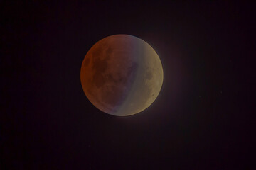 Blood Red Full Moon Eclipse Night with Craters