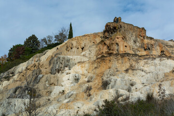 Fototapeta premium Ancient hot thermal springs and pool in nature park Dei Mulini, Bagno Vignoni, Tuscany, Italy