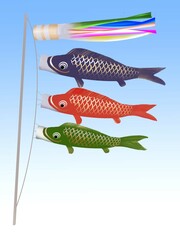 鯉のぼりと青空縦背景