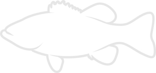 Bass Silhouette on White Background. Isolated Vector Fish Animal Template for Logo Company, Icon, Symbol etc