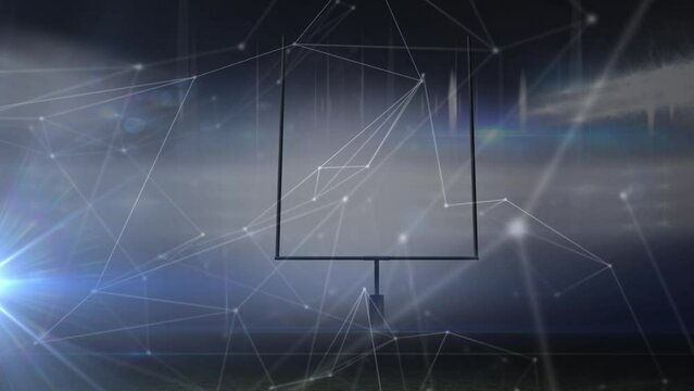 Animation of constellations and digital shapes over american football base