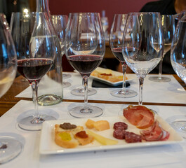 Wine cellars tour with white and red wines tasting in Montepulciano, Tuscany, Italy
