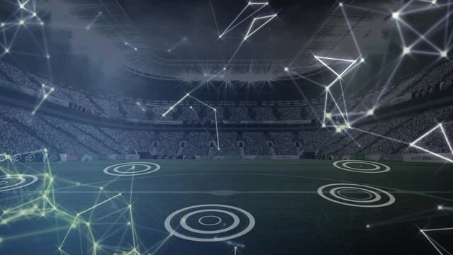 Animation of constellations and network of connections over stadium