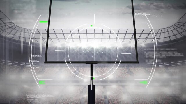 Animation of radar and data processing over american football stadium