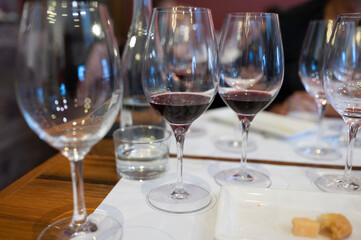 Wine cellars tour with white and red wines tasting in Montepulciano, Tuscany, Italy