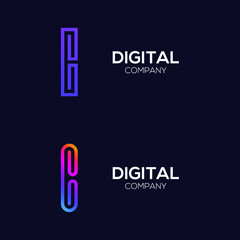 Letter I Colorful logotype with Three Line Technology and Digital Connection Link concept for your Corporate identity