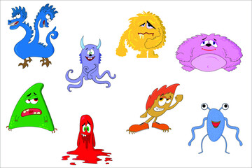 Cute Cartoon Monsters. Set of cartoon monsters. halloween design