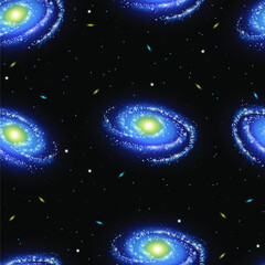 Obraz na płótnie Canvas Shiny space Galaxy constellation seamless pattern. Vector illustration.