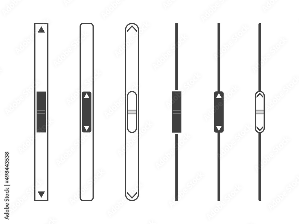 Fototapete scroll bar. set of scroll bars isolated on white background. scrollbar slider for web. progress down