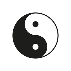 Yin yang. Ying yan icon. Yinyang symbol. Taoism sign. Harmony and balance. Logo of meditation, karma, buddhism and japan. Black-white icon isolated on white background. Vector
