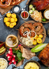 German cuisine on dark background.