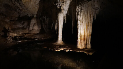 Lake Cave with suspended table in the Margaret River area of Western Australia.
