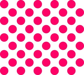Pink and white seamless polka dot pattern vector.Seamless vector pattern Pink polka dots on a white background.Abstract background. Decorative print.Pink seamless texture.Vector background