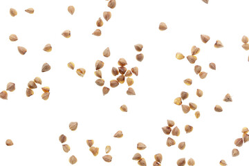 Buckwheat groats isolated on white background.