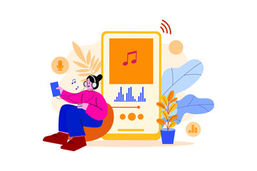 Podcast Audio Illustration concept. Flat illustration isolated on white background