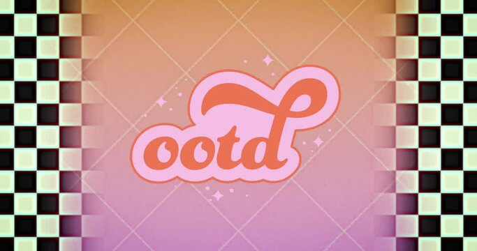 Animation of ootd text on black and white background