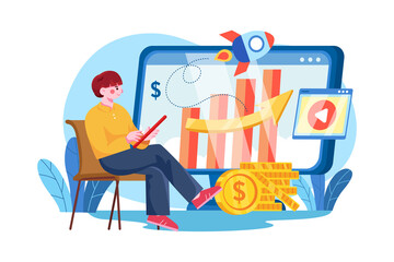 Digital Marketing Illustration concept. Flat illustration isolated on white background