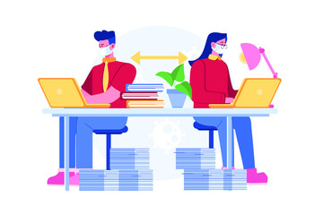 The new normal after the COVID‐19 Pandemic Illustration concept. Flat illustration isolated on white background