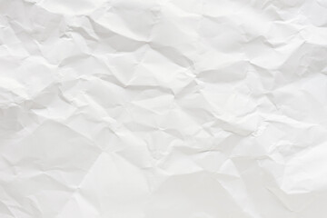 White crumpled paper texture background.
