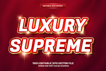 red luxury supreme gold 3D Editable text Effect Style